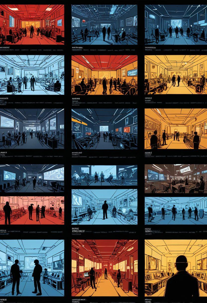 A visual narrative showcasing the evolution of a film concept to a finished cinematic scene. Include a storyboard with sketches, vibrant film reels, and a glowing digital screen displaying a film in progress. Overlay elements of safety features like a director wearing a safety helmet, security cameras watching over the set, and crew members collaborating. Incorporate a dynamic color palette to enhance creativity and safety themes. super-realistic. vibrant colors.